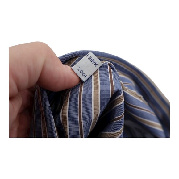 Brioni for Neiman Marcus Button Down Shirt Long Sleeve XL Blue Striped Cotton - Picture 11 of 14